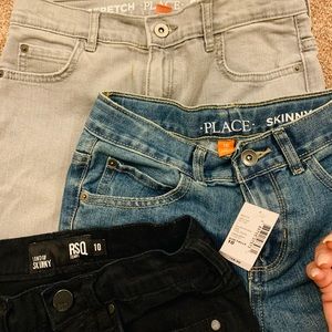 Never worn 3 pairs of skinny jeans from childrens place and Tillys RSQ brand